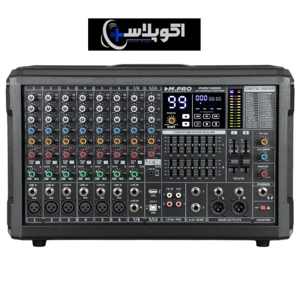 پاور میکسر صندوقی MPRO PMD10600 | 1200 وات، 10 کانال، افکت DSP