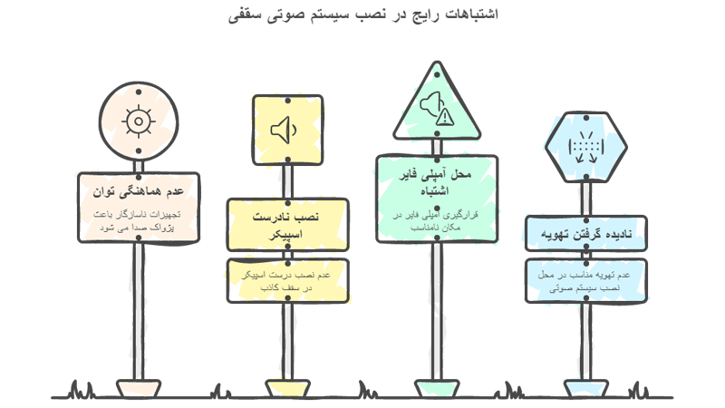 اشتباهات رایج در نصب سیستم صوتی سقفی