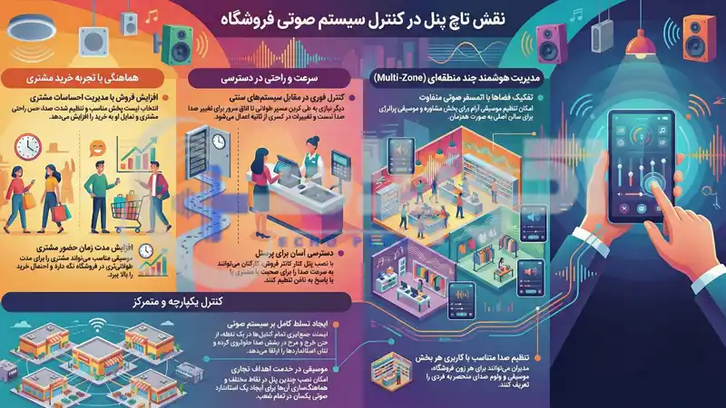 نقش تاچ پنل در کنترل سیستم صوتی فروشگاه