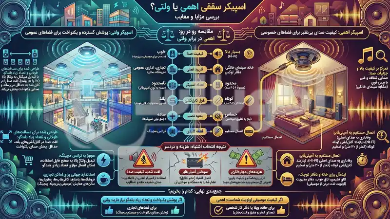 اسپیکر سقفی اهمی یا ولتی؟