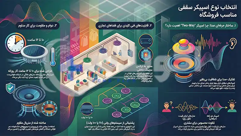 انتخاب نوع اسپیکر سقفی مناسب فروشگاه