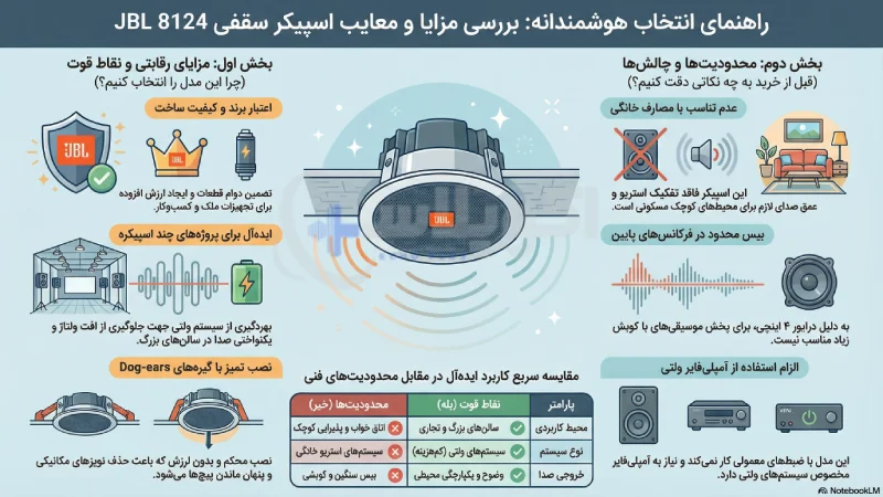مزایا و معایب اسپیکر سقفی JBL 8124
